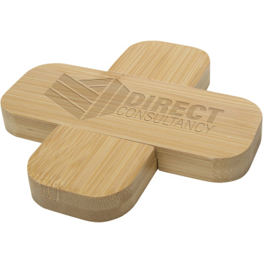 Logo trade promotional giveaways image of: Croc bamboo trivet - small