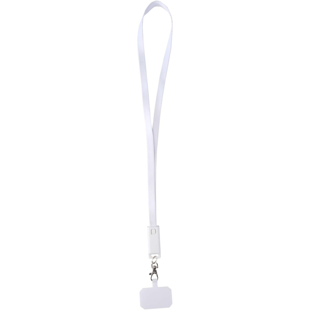 Logo trade promotional gifts image of: Franz recycled plastic smartphone lanyard with built-in data sync and 65W fast charge 5-in-1 cable