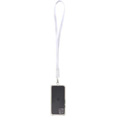 Logotrade promotional merchandise image of: Franz recycled plastic smartphone lanyard with built-in data sync and 65W fast charge 5-in-1 cable