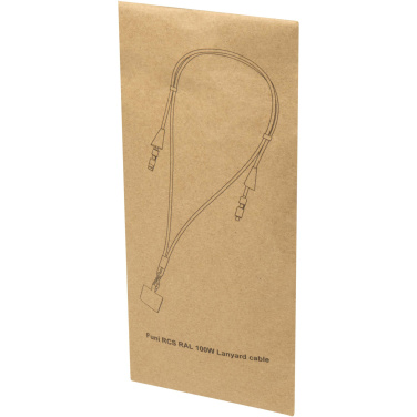 Logotrade advertising products photo of: Funi recycled plastic smartphone lanyard with built-in data sync and 100W fast charge 5-in-1 cable