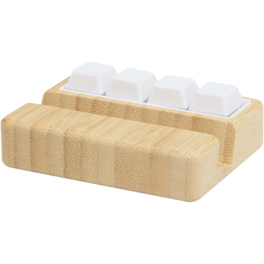 Logotrade business gift image of: Algol recycled plastic phone stand and fidget toy with bamboo details