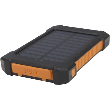 Logo trade corporate gift photo of: Altair 5000 mAh 10W recycled plastic rugged solar power bank with built-in torch