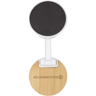 Logo trade promotional items image of: Alcor recycled plastic foldeable magnetic phone stand with bamboo details