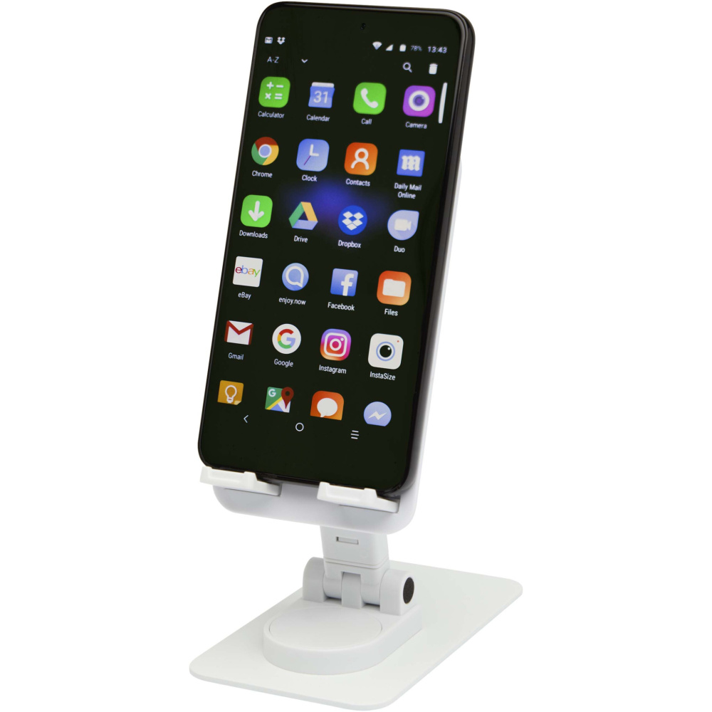 Logo trade promotional giveaways image of: Alhena recycled plastic foldeable phone holder with metal desk stand