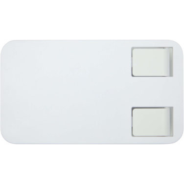 Logo trade promotional products image of: Alhena recycled plastic foldeable phone holder with metal desk stand