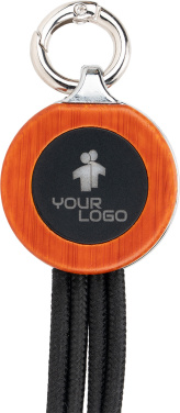 Logotrade promotional product picture of: 4-in-1 cable with elighted logo in a wooden casing