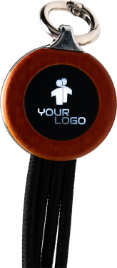 Logotrade promotional product picture of: 4-in-1 cable with elighted logo in a wooden casing