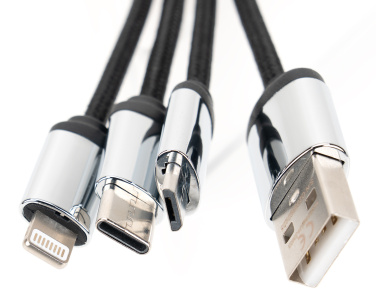 Logo trade advertising products picture of: 4-in-1 cable with elighted logo in a wooden casing