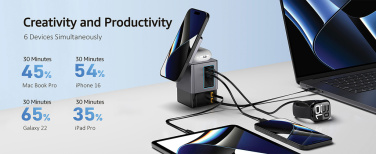 Logo trade promotional products picture of: Urban Vitamin Sacramento 105W GAN charger+retractable cables