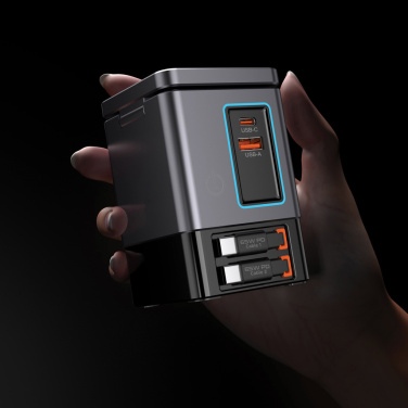 Logo trade promotional merchandise image of: Urban Vitamin Sacramento 105W GAN charger+retractable cables