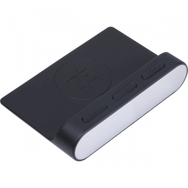 Logo trade promotional items image of: Alarm Clock and Wireless Charger ADELAIDE