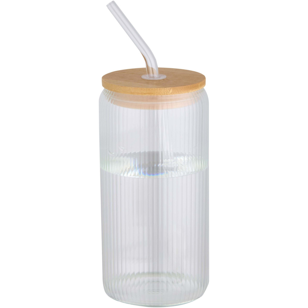 Logo trade promotional merchandise image of: Mirage 500 ml single-walled borosilicate glass jar with bamboo lid