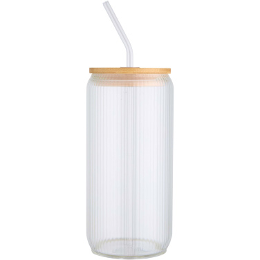 Logo trade advertising products image of: Mirage 500 ml single-walled borosilicate glass jar with bamboo lid