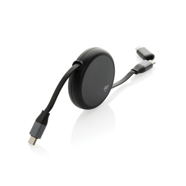 Logotrade corporate gift image of: Terra RCS recycled aluminium retractable 240W 2-in-1 cable