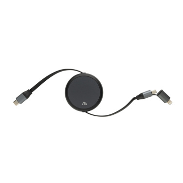Logotrade advertising product picture of: Terra RCS recycled aluminium retractable 240W 2-in-1 cable