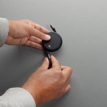 Logotrade promotional product image of: Terra RCS recycled aluminium retractable 240W 2-in-1 cable