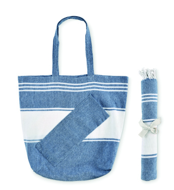 Logo trade promotional giveaways image of: Beach bag with hammam towel