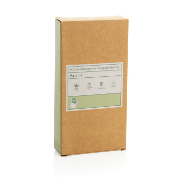 Logo trade promotional product photo of: Aervina RCS recycled plastic re-chargeable desk fan