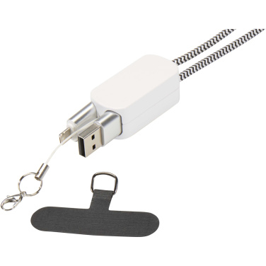 Logotrade corporate gift image of: Anser recycled plastic smartphone lanyard with 27W 5-in-1 built-in cable