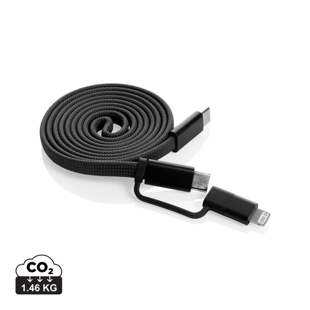 Logo trade promotional gifts image of: Arc RCS recycled Ultra-thin 60W 2 in 1 magnetic cable