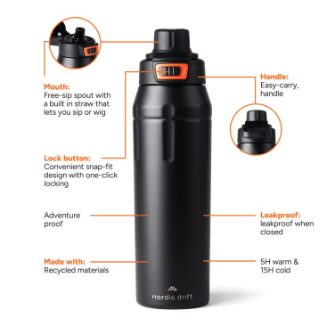 Logo trade promotional merchandise image of: Nordic Drift Trail RCS Insulated Lockable Sports Bottle