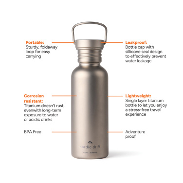 Logotrade promotional item picture of: Nordic Drift Trail Ultra Light Titanium 600ml Water Bottle