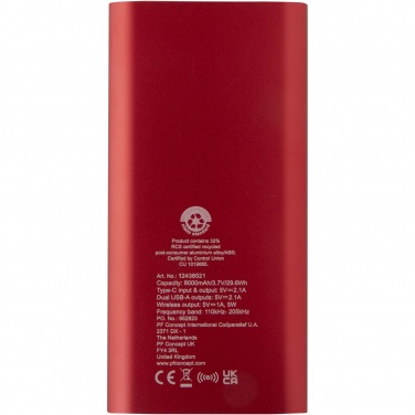 Logotrade reklaamkingitused pilt: Juice 8000 mAh Type-C taaskasutatud alumiiniumist juhtmevaba toitepank