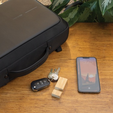 Logotrade reklaamkingi foto: Standkey bambusest võtmehoidja telefonialus