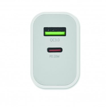 Logo trade ärikingituse pilt: 18W 2 pordiga USB laadija EU pistik