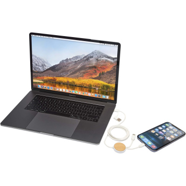 Logotrade reklaamtoote foto: Chechia 5-in-1 taaskasutatud plastist 150 cm kiirlaadimiskaabel bambusdetailidega