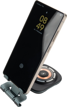 Logotrade reklaamtoote foto: Telefonihoidik koos juhtmevaba laadijaga