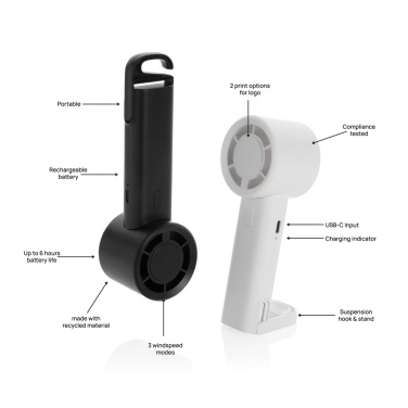 Logo trade reklaamkingid foto: Twist RCS taaskasutatud plastist laetav kaasaskantav ventilaator