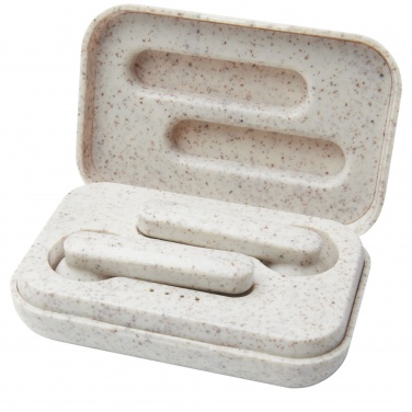 Logo trade liikelahjat mainoslahjat kuva: Nantai vehnänolki True Wireless nappikuulokkeet