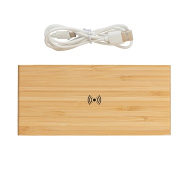 Logo trade mainoslahjat tuotekuva: Herätyskello ja 5W langaton laturi bambusta