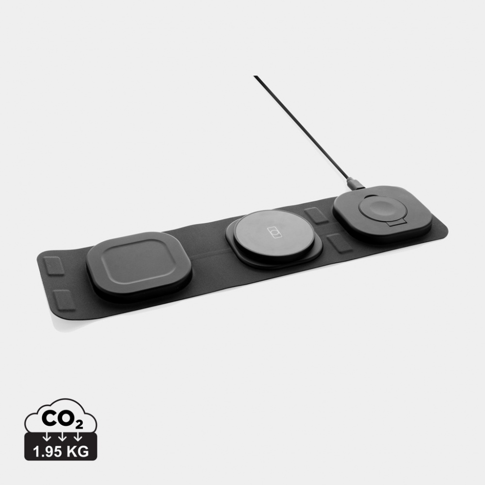 Logotrade liikelahja mainoslahja kuva: Swiss Peak RCS rplastic 3-in-1 langaton 15W matkalaturi