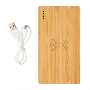 Logotrade mainoslahja tuotekuva: Bamboo 4000 mAh:n langaton 5W varavirtalähde