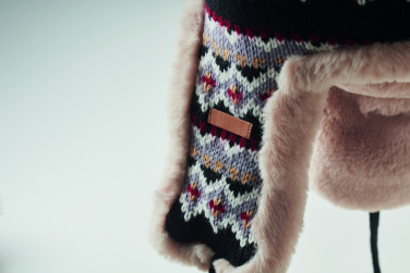 Logotrade verslo dovanos nuotrauka: Megzta kepurė su ausų atvartais