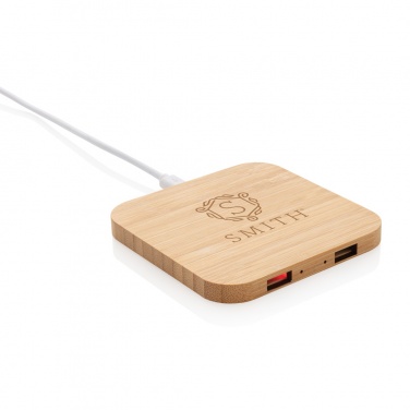 Лого трейд pекламные продукты фото: Беспроводное зарядное устройство Bamboo 5 Вт с USB-портом
