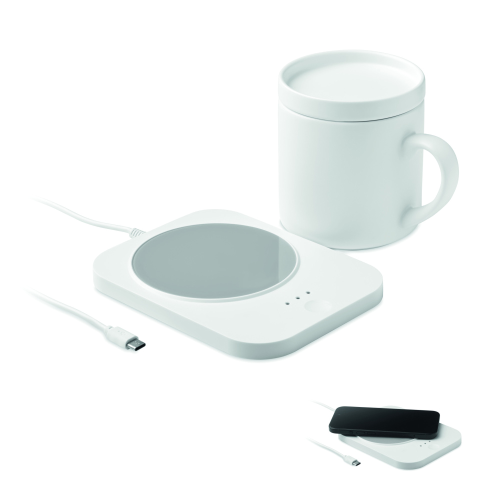 Лого трейд pекламные cувениры фото: Wireless charger mug warmer set