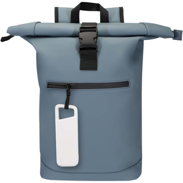 Логотрейд бизнес-подарки картинка: Водонепроницаемый внешний аккумулятор Alkes 5000 мАч 12 Вт из переработанного пластика с карабином