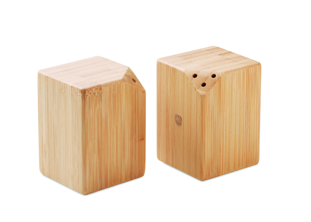Лого трейд бизнес-подарки фото: Bamboo salt & pepper set