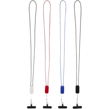 Logotrade profilreklam bild: Anser logoband för smartphone av återvunnen plast med inbyggd 5-i-1-kabel på 27 W