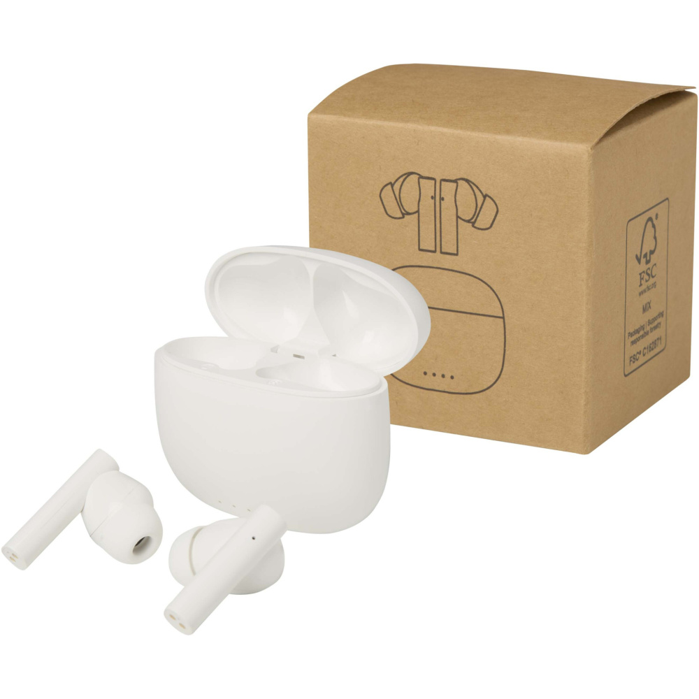 Logotrade profilreklam bild: Alterf True Wireless Bluetooth®-öronsnäckor av återvunnen plast med öronproppar av silikon